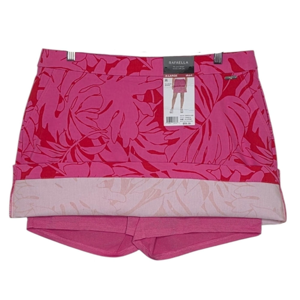 Rafaella Fuchsia & Red Tropical Leaf Pattern Skort Size XL - Picture 4 of 7